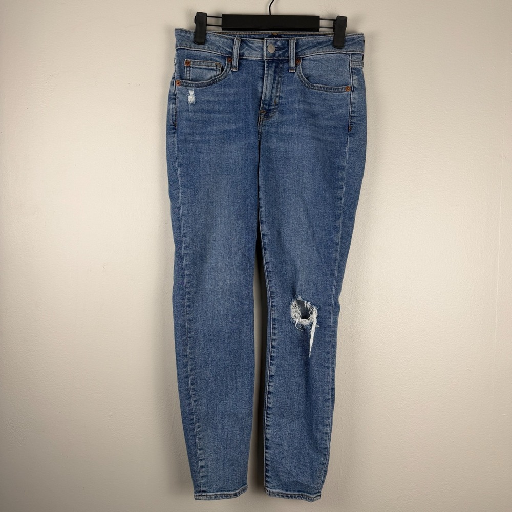 Gap Skinny Jeans Womens 27 (28x27) Blue Denim Mid-Rise Stretch Distressed Casual